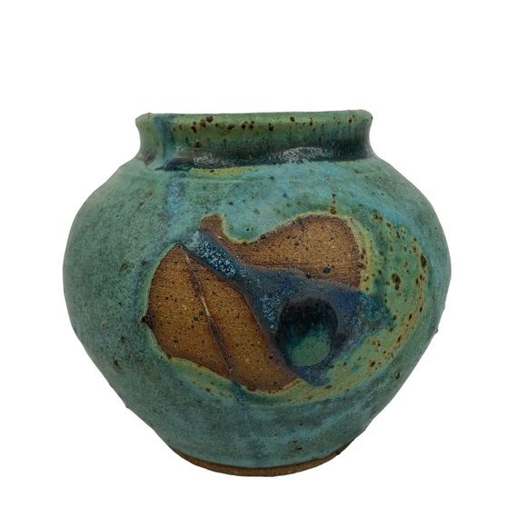 Turquoise textured Handcrafted Vase